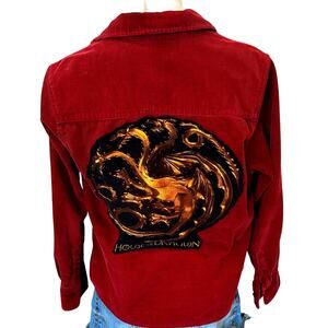 Game of Thrones Corduroy Shirt Burgundy MEDIUM Oversized House of Dragons Unique